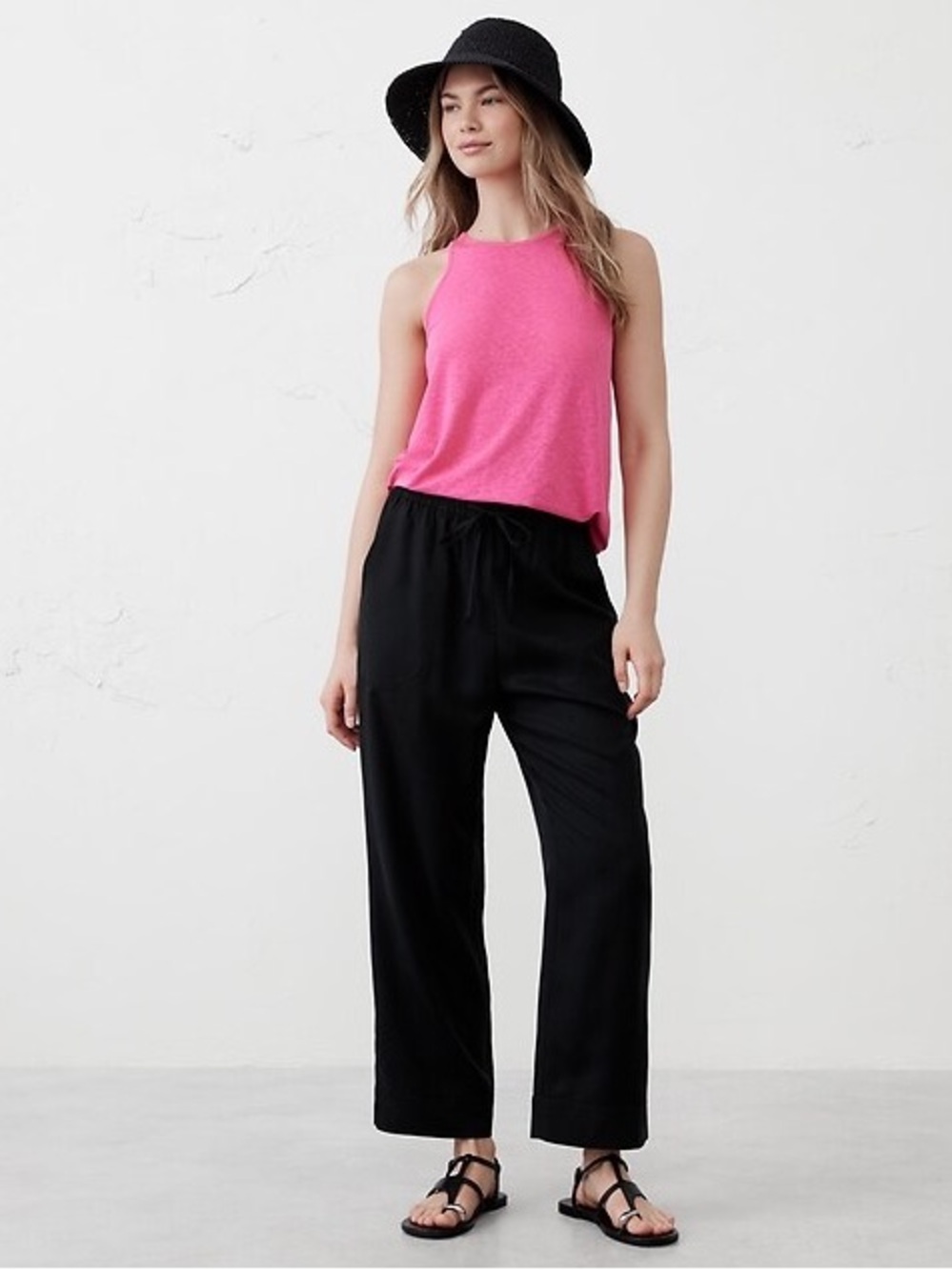 NWT! BANANA REPUBLIC BLACK STRAIGHT TENCEL PULL-ON PANT - MEDIUM 🫙